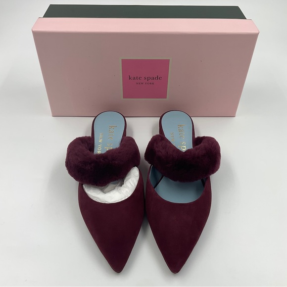 Kate Spade NWT Marielle Mules Suede NIB in Grenache Color Women’s Size 6B - Picture 5 of 16